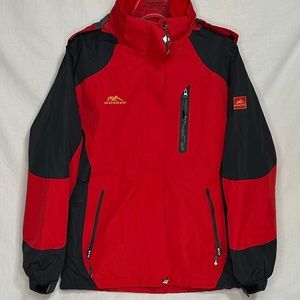 Wondoo 2 In 1 Skiing Winter Hooded Jacket Red Fleece Lined Size Large